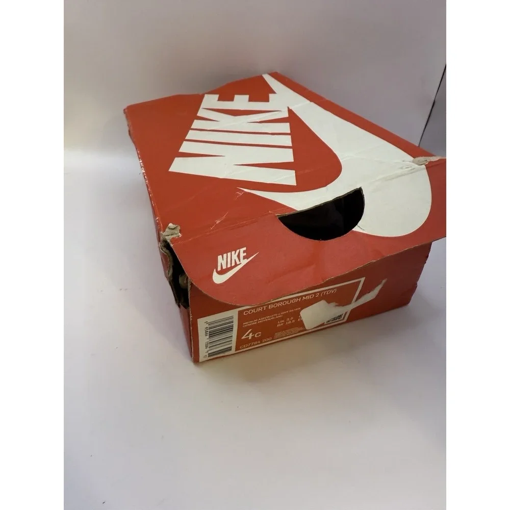 Nike Court Borough Mid 2 TDV Toddler Shoes 4C Medium Ash/White-Light Silver